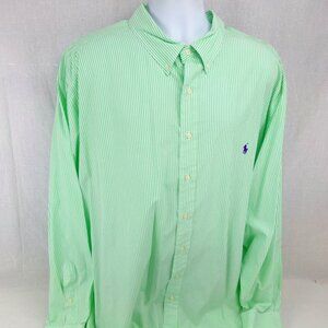 Polo Ralph Lauren Classic Fit Shirt 4XB Big Green Striped Embroidered Pony Logo